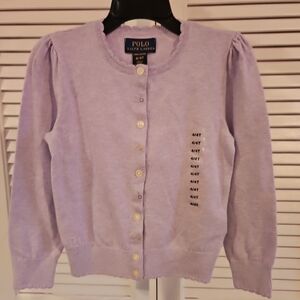 Polo Ralph Lauren Girl's 4T Cotton Cardigan Sweater Purple Spring NWT Flowers